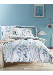 Bettw&auml;sche Kaeppel "Fresh Leaves", blau (aqua), B/L: 135cm x 200cm, 1 Stk., 1 Stk., Perkal, B/L: 80cm x 80cm, 2 Stk., Perkal, Obermaterial: 100% Baumwolle, Bettw&auml;sche, Bettw&auml;sche, Mit Bl&auml;ttern