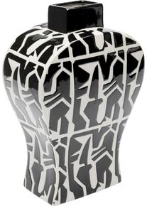 Dekovase KARE DESIGN "Artistico 33cm", schwarz-wei&szlig; (schwarz), B:23cm H:33cm T:14cm, Porzellan, Vasen, Dekovase