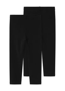 Caprileggings name it "NKFVIVIAN 2P CAPRI LEGGING F NOOS", M&auml;dchen, Gr. 146/152, N-Gr, schwarz (schwarz pack:schwarz), Jersey, Obermaterial: 95% Baumwolle, 5% Elasthan, unifarben, regular fit wadenlang, Hosen Caprileggings, aus Baumwollmischung mit Elasthan, Regular Fit, wadenlang, elastisch