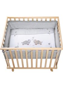 Laufgitter Roba "Jumbotwins grau, 100x75 cm", Baby, beige (natur), Laufst&auml;lle Laufgitter, mit Stoffeinlage und Nestchen, Topseller