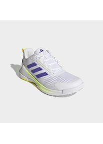 Hallenschuh adidas Performance "NOVAFLIGHT 2 INDOOR", Herren, Gr. 45, wei&szlig; (cloud wei&szlig;, pure lila, hi, res gelb), Synthetik, Textil, Schuhe Hallenschuh, Volleyballschuh