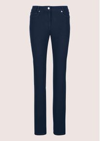 Madeleine Mode Regular-fit-Jeans MADELEINE "Denimhose Schmale Jeans im Five-Pocket-Style", Damen, Gr. 44, N + K Gr, blau (marine), Obermaterial: 95% Baumwolle CO. 5% Elasthan EL., Modern, Jeans Regular-fit-Jeans, Mit "M"-Stickerei auf der Ges&auml;&szlig;tasche