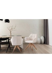 Polsterstuhl Kayoom "Stuhl Dian 325 bequem, formsch&ouml;nes Design", beige (creme), St&uuml;hle, B/H/T: 63cm x 84cm x 61cm, 1 Stk., Stoff aus Polyester, Schaumstoff, Sperrholz, 100% Eisen Beine: Gummibaumholz, Polsterstuhl, stabil & robust, hochwertige Verarbeitung, bequem, B:63cm H:84cm T:61cm