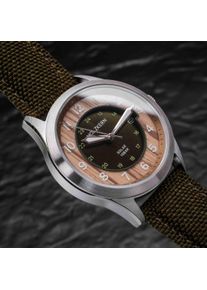 Holzkern; Orologio di legno Wildlight (zebrano/argento), Uomo, Legno naturale