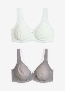 Reggiseno t-shirt non imbottito con ferretto e cotone biologico (pacco da 2), Nero, Taglia 80C, bonprix