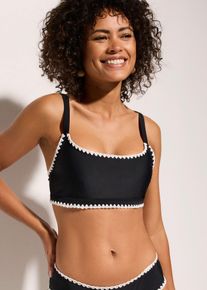 Reggiseno bikini a bustier con ricamo, Nero, Taglia 44, bonprix