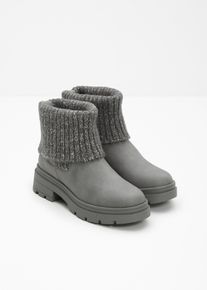 Stivaletti chelsea con inserto in maglia, Grigio, Taglia 38, bonprix