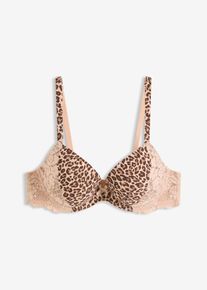 Reggiseno con coppe preformate e motivo leopardato, Beige, Taglia 100B, bonprix