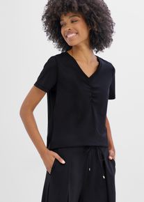 Top per sport ultraleggero con arricciatura ad asciugatura rapida, Nero, Taglia 54/56 (XL), bonprix