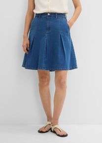 Gonna di jeans con pieghe vita media, Blu, Taglia 46, bonprix