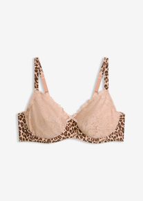 Reggiseno con ferretto e fantasia leopardata, Beige, Taglia 105B, bonprix