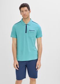 Polo in piquet di puro cotone biologico con cerniera e taschino sul petto, Verde, Taglia 44/46 (S), bonprix