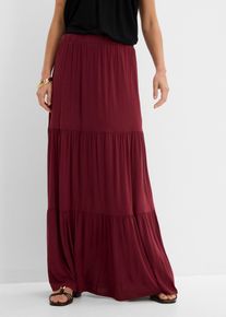 Gonna a balze in misto viscosa fluido, Rosso, Taglia 46/48 (M), bonprix