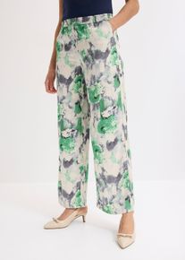 Pantaloni larghi effetto satin, Verde, Taglia 44, bonprix