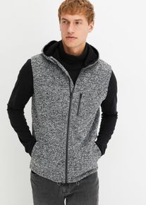 Gilet in pile lavorato a maglia con cappuccio, Nero, Taglia 64/66 (3XL), bonprix