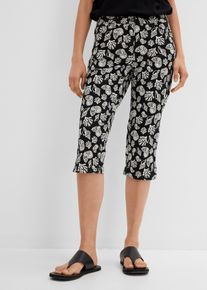 Pantaloni capri in cotone elasticizzato, Nero, Taglia 48, bonprix