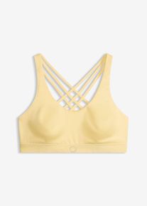Reggiseno sportivo con spalline olimpioniche e sostegno medio, Giallo, Taglia 90B, bonprix