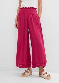 Pantaloni culotte in viscosa operata, Fucsia, Taglia 42, bonprix