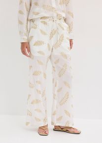 Pantaloni a palazzo in puro cotone con ricamo, Bianco, Taglia 54, bonprix