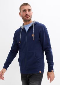 Felpa con zip e cappuccio in puro cotone biologico, Blu, Taglia 48/50 (M), bonprix