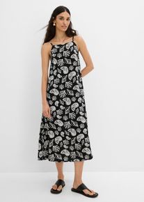 Abito midi in misto viscosa con fantasia allover, Nero, Taglia 54, bonprix
