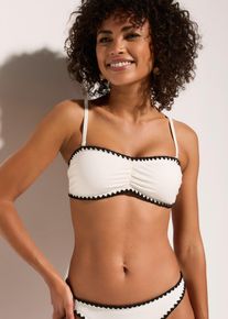 Reggiseno bikini a fascia con ricamo, Bianco, Taglia 44, bonprix