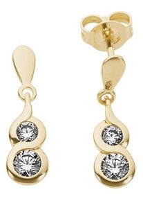 Paar Ohrstecker Firetti "Schmuck Geschenk Gold 333 Ohrschmuck Tropfen Infinity/Schleife", gold (gelbgoldfarben, kristallwei&szlig;, kristallwei&szlig;), Ohrringe, Damen, Gelbgold 333, Paar Ohrstecker, mit Zirkonia (synth.)