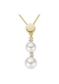 Kettenanh&auml;nger Firetti "Schmuck Geschenk Gold 375 Halsschmuck Anh&auml;nger Fantasie", gold (gelbgoldfarben, wei&szlig;goldfarben, wei&szlig;, w = wei&szlig;), Schmuckanh&auml;nger, Damen, 0,03 P2 = erkennbare Einschl&uuml;sse, Diamanten Gelbgold 375 Perlen, 1,38 g, Diamanten, Gelbgold 375, Perlen, Kettenanh&auml;nger, mit Brillanten - mit S&uuml;&szlig;wasserzuchtperlen
