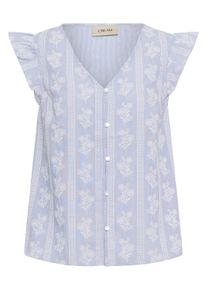 Blusentop Cream "&Auml;rmellose Bluse CRAmmeli", Damen, Gr. 44, blau (blau wei&szlig; stripe with flowers), Obermaterial: 73% Polyester PES. 27% Viskose CV., Blusen Blusentop