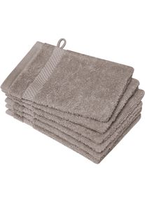 Waschhandschuh Dyckhoff "Planet", grau (taupe), B:16cm L:21cm, Walkfrottier, Waschlappen, Waschhandschuh, 450 g/m&sup2;, aus reiner Baumwolle, trocknergeeignet