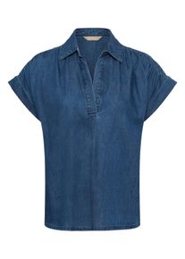 Kurzarmbluse Culture "Kurzarm-Bluse CUmaxy", Damen, Gr. L, blau (dunkelblau wash), Obermaterial: 90% Baumwolle CO. 10% Lyocell CLY., Blusen Kurzarmbluse