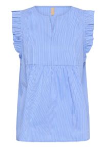 Blusentop Culture "&Auml;rmellose Bluse CUveda", Damen, Gr. XS, blau (blau stripe), Obermaterial: 70% Baumwolle CO. 27% Polyamid PA. 3% Elasthan EL., Blusen Blusentop