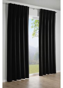 Gardine SEHLBACH "Schal Dimout Uni" Gr. 2, schwarz, B:140cm H:245cm, Polyester, Gardinen, Gardine, mit Gardinenband und verdeckten Schlaufen