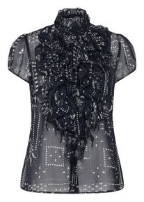 Langarmhemd Saint Tropez "Langarm - Hemd LiljaSZ", Damen, Gr. XXL, N-Gr, blau (nightsky paisley mosaic), Obermaterial: 100% Polyester PES., Hemden Langarmhemd