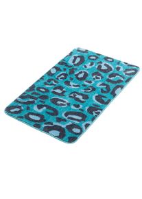 Badematte OTTO HOME "Regona Leo, Badvorleger, Badezimmer Teppich, Duschvorleger", petrol, H:10mm, Polyester, Badematten, Badematte, Leoparden-Muster, Animal Print, modern