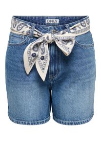 Jeansshorts Only "ONLJOSE HW SCARF DNM SHORTS AZG", Damen, Gr. XL (42), N-Gr, medium blau denim detail:scarf, Denim/Jeans, Obermaterial: 100% Baumwolle, unifarben, regular fit kurz, Jeans Jeansshorts, Baumwolle, regular fit, high waist