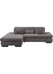 Ecksofa "SO4100 V", grau, B:284cm H:80cm T:190cm, 100% Polyester, SET ONE BY Musterring, Sofas, Ecksofa, mit verstellbaren Kopfteilen, wahlweise mit Funktionen, Cord-Bezug