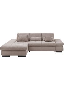 Ecksofa "SO4100 V", grau (taupe), B:284cm H:80cm T:190cm, 100% Polyester, SET ONE BY Musterring, Sofas, Ecksofa, mit verstellbaren Kopfteilen, wahlweise mit Funktionen, Cord-Bezug