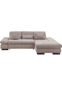 Ecksofa "SO4100 V", grau (taupe), B:284cm H:80cm T:190cm, 100% Polyester, SET ONE BY Musterring, Sofas, Ecksofa, mit verstellbaren Kopfteilen, wahlweise mit Funktionen, Cord-Bezug