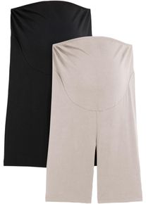 Radlerhose bonprix, Damen, Gr. 40/42 (M), N-Gr, schwarz, beige, Jersey, Obermaterial: 95% Baumwolle, 5% Elasthan, skinny fit, Hosen Radlerhose, aus elastischem Material, mit Jerseybund, kurze Leggings