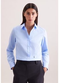 Hemdbluse Seidensticker "Schwarze Rose", Damen, Gr. M (38), blau, 100% Baumwolle, unifarben, slim fit, ohne Ausschnitt, Blusen Hemdbluse, 1/1 Kragen Uni