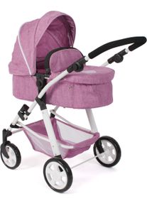 Bayer Chic 2000 Kombi-Puppenwagen CHIC2000 "Nele, Jeans Pink", rosa (jeans pink), Puppenwagen, KinderB:71cm H:85cm T:71cm, Kunststoff, Polyester, Stahl, Kombi-Puppenwagen, zusammenklappbar, B:71cm H:85cm T:71cm