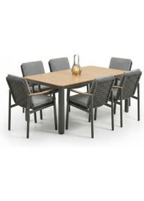 Garten-Essgruppe AMBIENTE HAUS "Garten 6er Set 220x95cm grau", grau, B:220cm H:74cm T:92cm, Aluminium, Sitzm&ouml;bel-Sets, Garten-Essgruppe