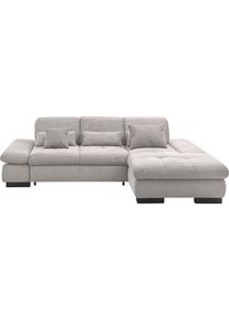 Ecksofa "SO4100 V", grau (hellgrau), B:284cm H:80cm T:190cm, 100% Polyester, SET ONE BY Musterring, Sofas, Ecksofa, mit verstellbaren Kopfteilen, wahlweise mit Funktionen, Cord-Bezug