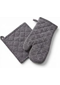 Topfhandschuhe Home Affaire "Handschuh & Topflappen Set Grau", grau, B:20cm L:20cm, Baumwolle, Topflappen, Topfhandschuhe