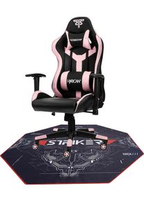 Hyrican Gaming-Stuhl "Striker Gaming-Stuhl "Copilot" Gamingstuhl + Stuhlunterlage", rosa (rosa, schwarz, schwarz, schwarz), Kunstleder, St&uuml;hle, Bodenschutzmatte 1100x1100x2mm, Gaming-Stuhl