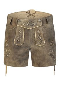 Spieth & Wensky Lederhose SPIETH & WENSKY "Helga", Damen, Gr. 44, N-Gr, storm schwarz, Obermaterial: 100% Lammleder LEL., festlich, regular fit, Hosen Lederhose, mit dekorativen Stickereien und B&auml;nder am Beinabschluss