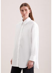 Outdoorbluse Seidensticker, Damen, Gr. 4XL (48), wei&szlig;, 100% Baumwolle, unifarben, oversize, ohne Ausschnitt, Blusen Outdoorbluse, 1/1 Kragen Uni
