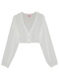 Spieth & Wensky Dirndlbluse SPIETH & WENSKY "Efeu", Damen, Gr. 36, wei&szlig; (offwei&szlig;), Obermaterial: 100% Polyester PES., uni, festlich, regular fit, V-Ausschnitt, Blusen Dirndlbluse, mit schimmernden Kn&ouml;pfe als stilvolles Detail