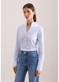 Klassische Bluse Seidensticker, Damen, Gr. XL (42), hellblau, 100% Baumwolle, gestreift, slim fit, Blusen Klassische Bluse, 1/1 Stehkragen Gestreift